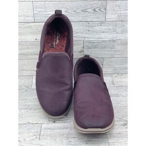 Clarks Cloudsteppers Women Size 8.5 M Burgundy Slip On‎ Loafers Walking Shoes